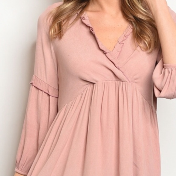 Blush Ruffle Neck Tunic Top - Picture 2 of 3